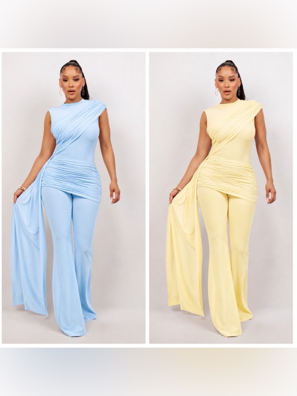 2PCs One-Shoulder Ruched Pant Set - Picture 11 of 11
